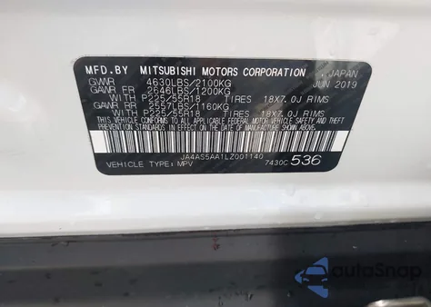 2020 Mitsubishi Eclipse Cross Sel 1.5T из США, поврежденный, VIN JA4AS5AA1LZ001140